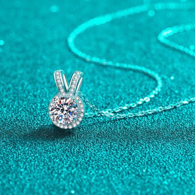 1 Carat Moissanite Rabbit Ears Shape Pendant Necklace - CNCO