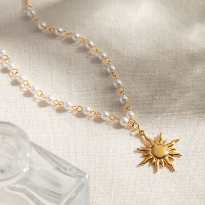 18K Gold - Plated Pearl Sun Necklace - CNCO