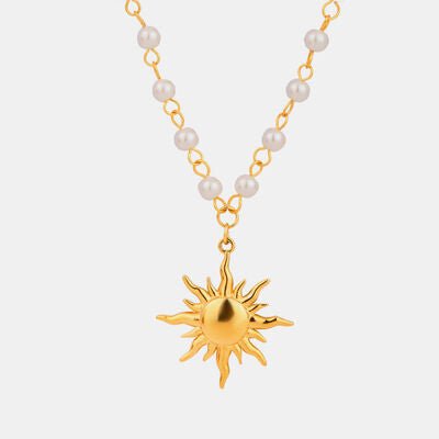 18K Gold - Plated Pearl Sun Necklace - CNCO