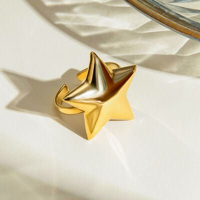 18K Gold - Plated Stainless Steel Star Ring - CNCO