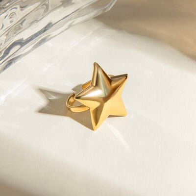 18K Gold - Plated Stainless Steel Star Ring - CNCO