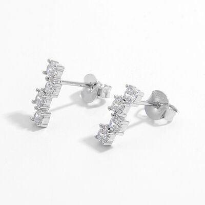 925 Sterling Silver Inlaid Zircon Stud Earrings - CNCO