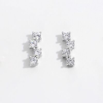 925 Sterling Silver Inlaid Zircon Stud Earrings - CNCO