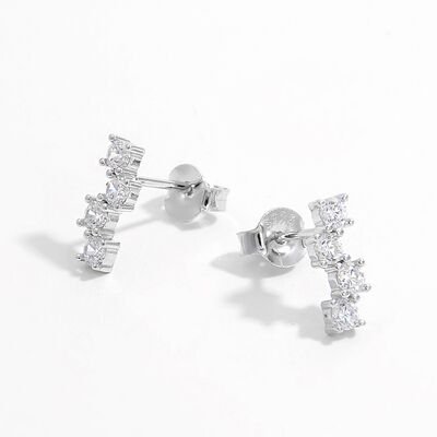 925 Sterling Silver Inlaid Zircon Stud Earrings - CNCO