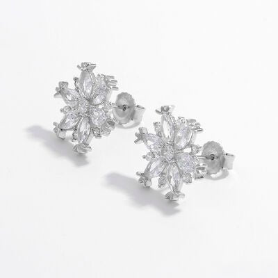 925 Sterling Silver Zircon Snowflake Earrings - CNCO