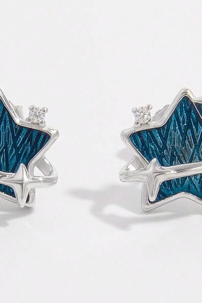 925 Sterling Silver Zircon Star Earrings - CNCO