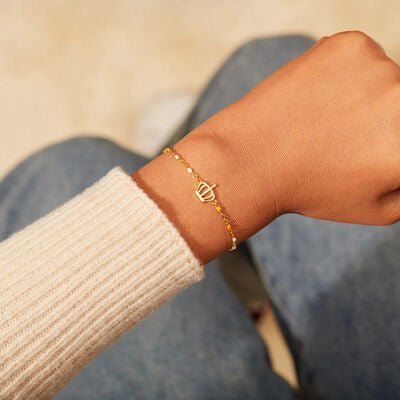 Crown Shape 18K Gold - Plated Bead Bracelet - CNCO