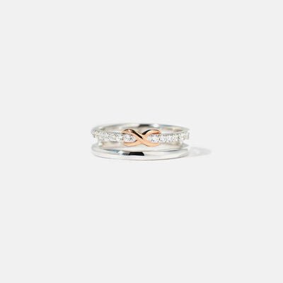 Double - Layered Zircon 925 Sterling Silver Ring - CNCO