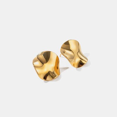 Geometric Pleated 18K Gold - Plated Stud Earrings - CNCO