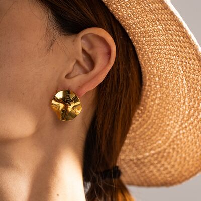 Geometric Pleated 18K Gold - Plated Stud Earrings - CNCO