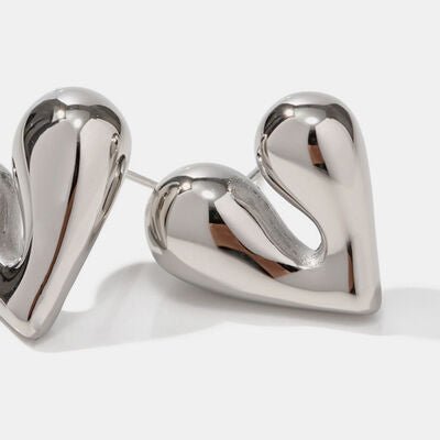 Heart Shape Stainless Steel Stud Earrings - CNCO