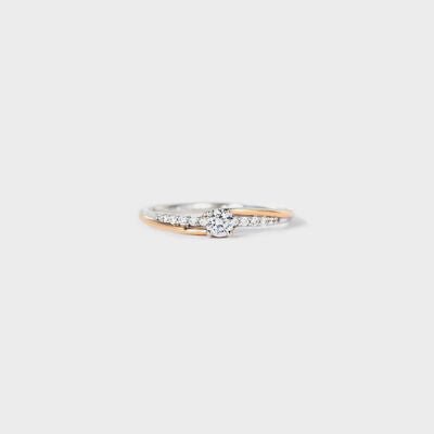 Inlaid Zircon Bicolor Rose Gold - Plated Ring - CNCO