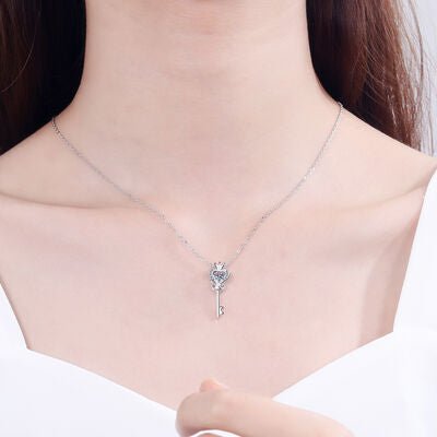 Key Shape Moissanite 925 Sterling Silver Necklace - CNCO