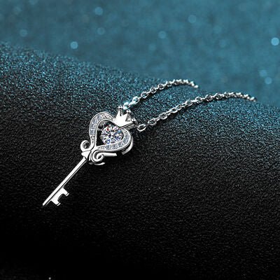 Key Shape Moissanite 925 Sterling Silver Necklace - CNCO