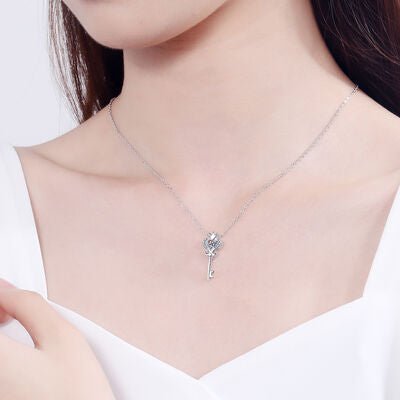 Key Shape Moissanite 925 Sterling Silver Necklace - CNCO