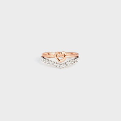 Knotted Heart Shape Inlaid Zircon Ring - CNCO