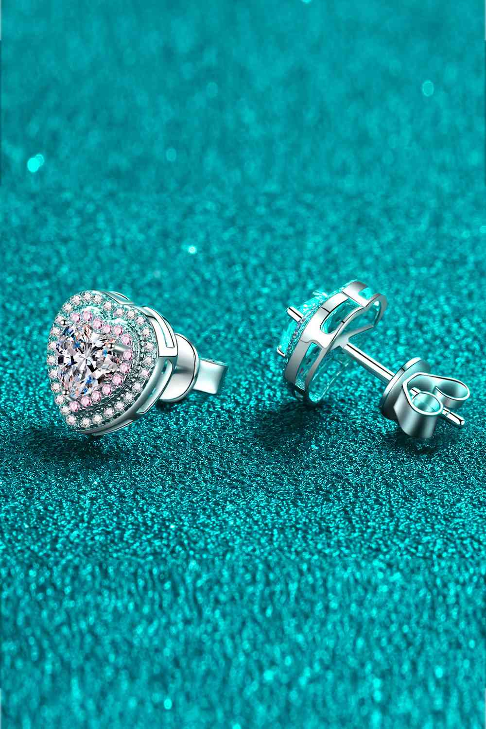 Moissanite Heart - Shaped Stud Earrings - CNCO