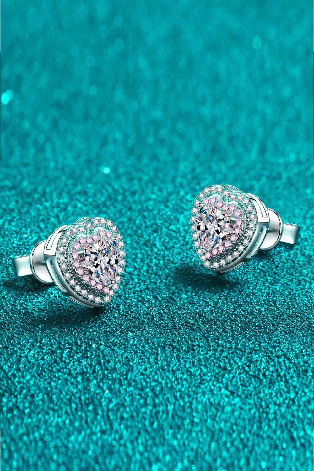 Moissanite Heart - Shaped Stud Earrings - CNCO