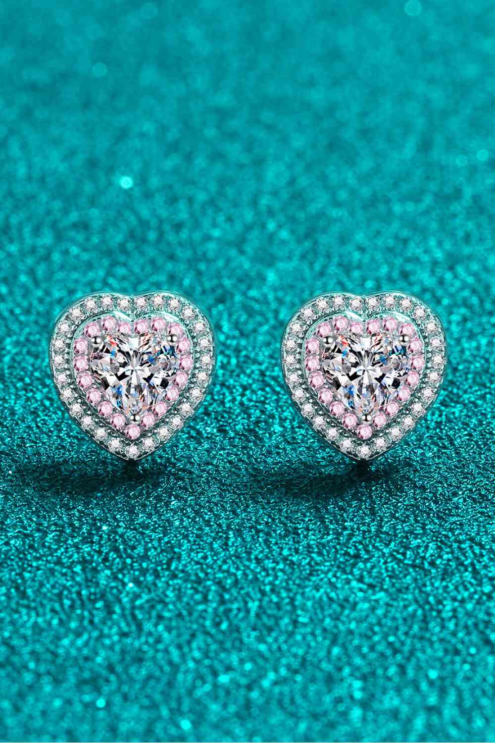 Moissanite Heart - Shaped Stud Earrings - CNCO