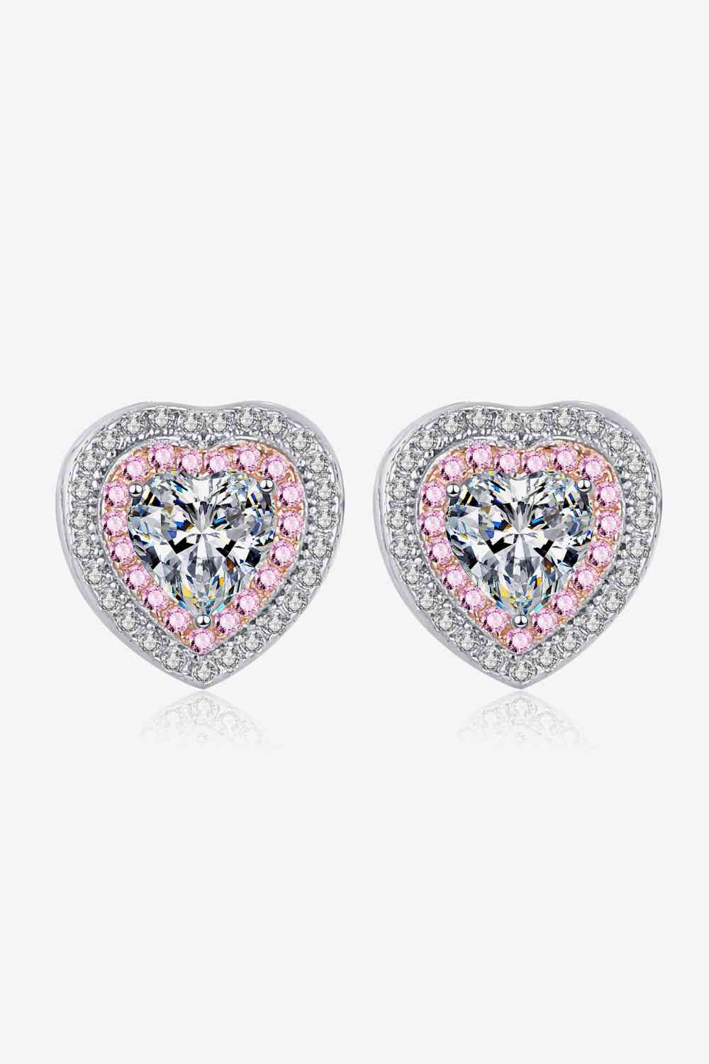 Moissanite Heart - Shaped Stud Earrings - CNCO