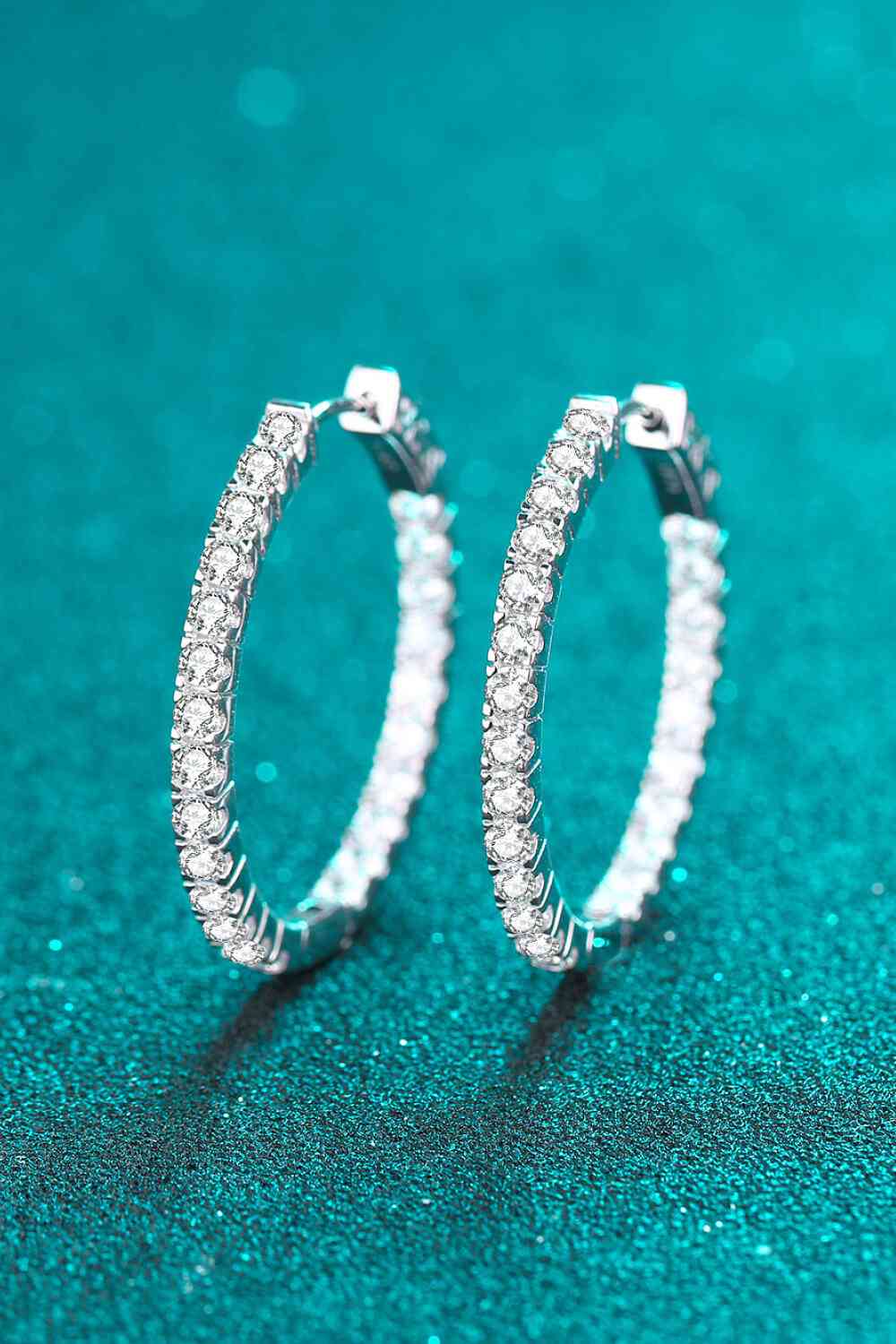 Moissanite Rhodium - Plated Hoop Earrings - CNCO