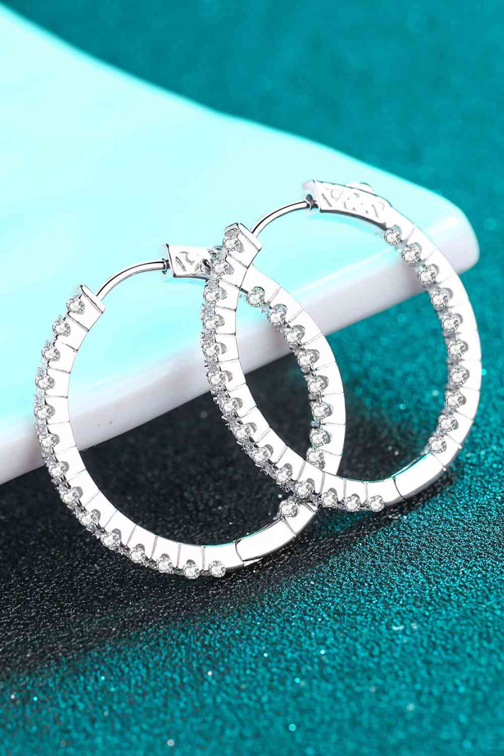 Moissanite Rhodium - Plated Hoop Earrings - CNCO