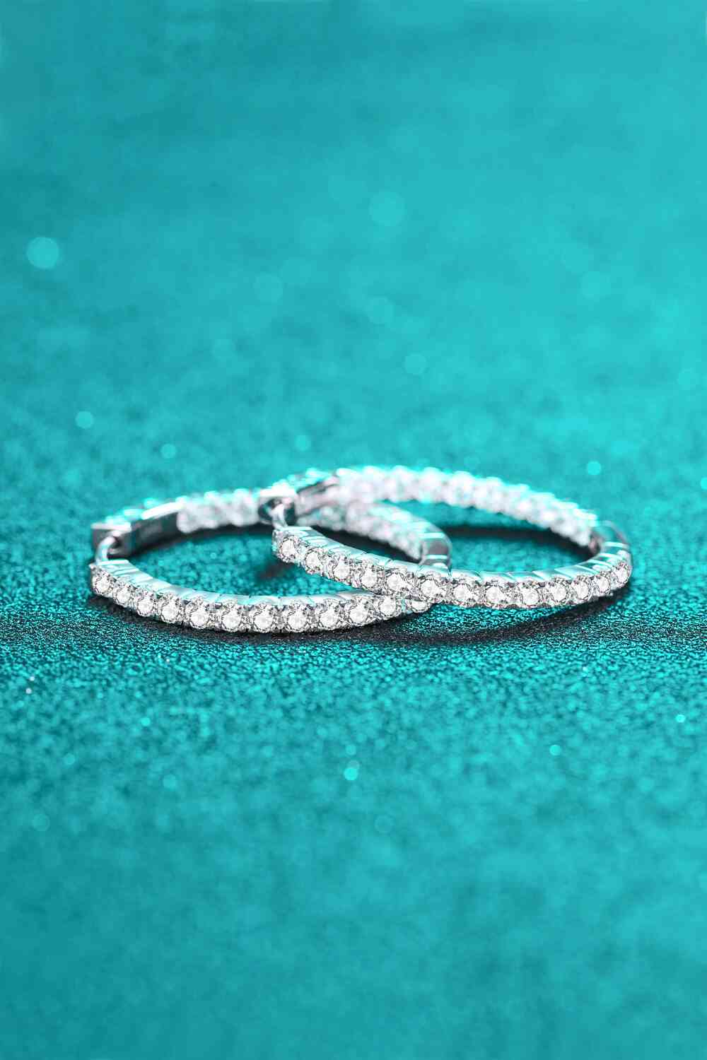 Moissanite Rhodium - Plated Hoop Earrings - CNCO