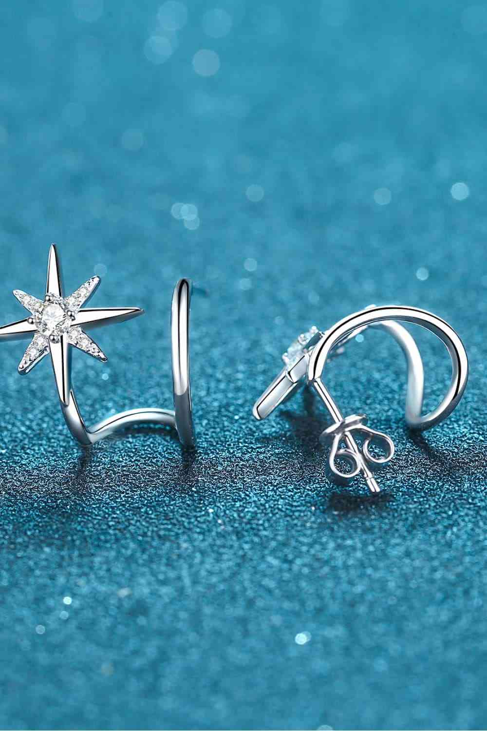 Moissanite Star Rhodium - Plated Earrings - CNCO