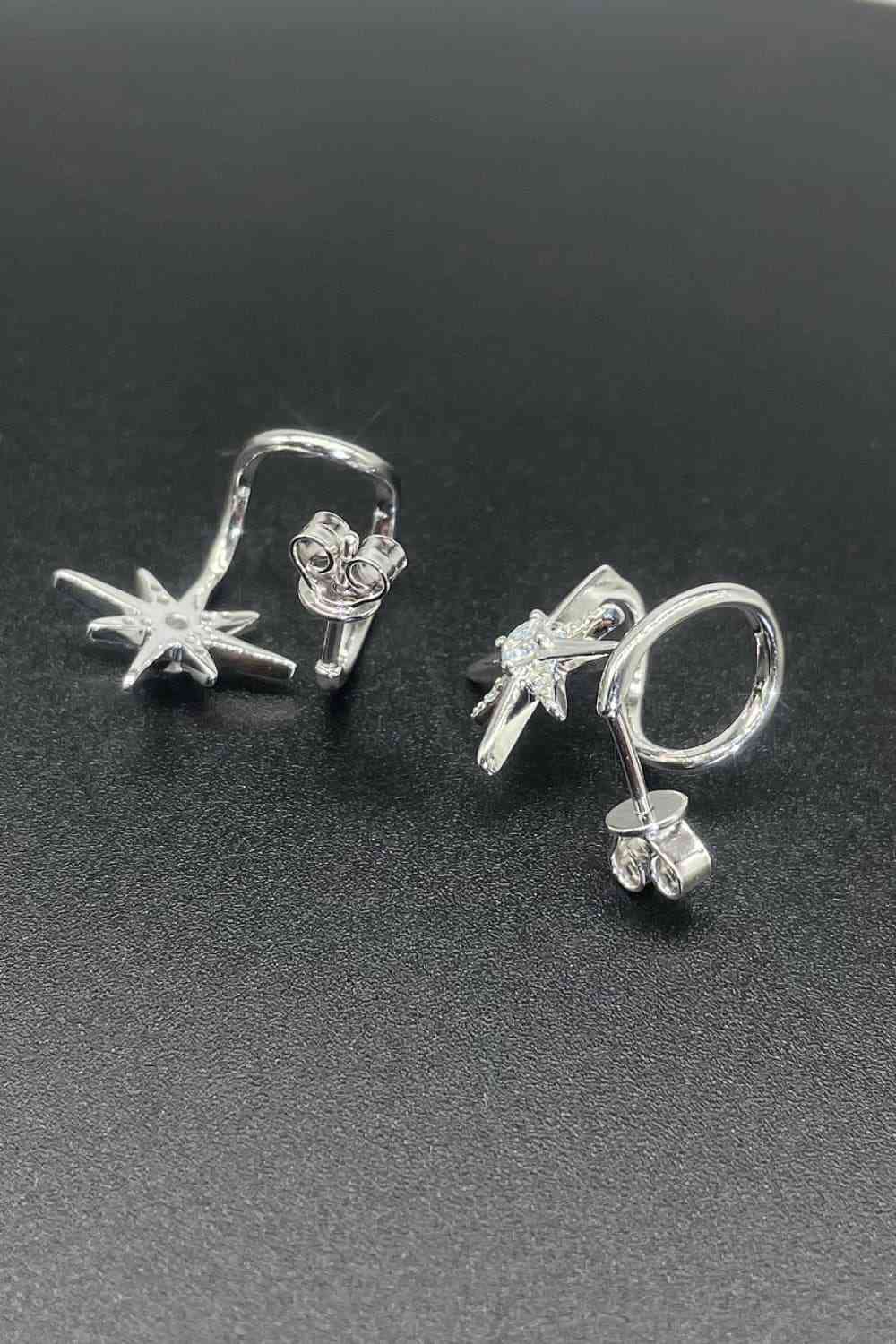 Moissanite Star Rhodium - Plated Earrings - CNCO