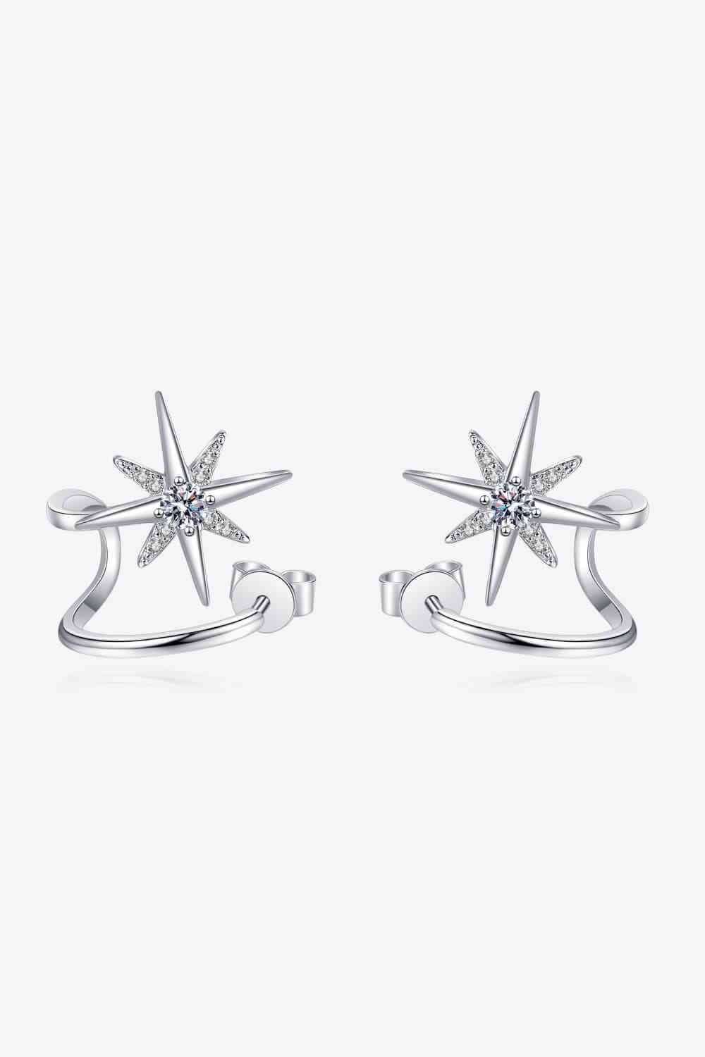 Moissanite Star Rhodium - Plated Earrings - CNCO