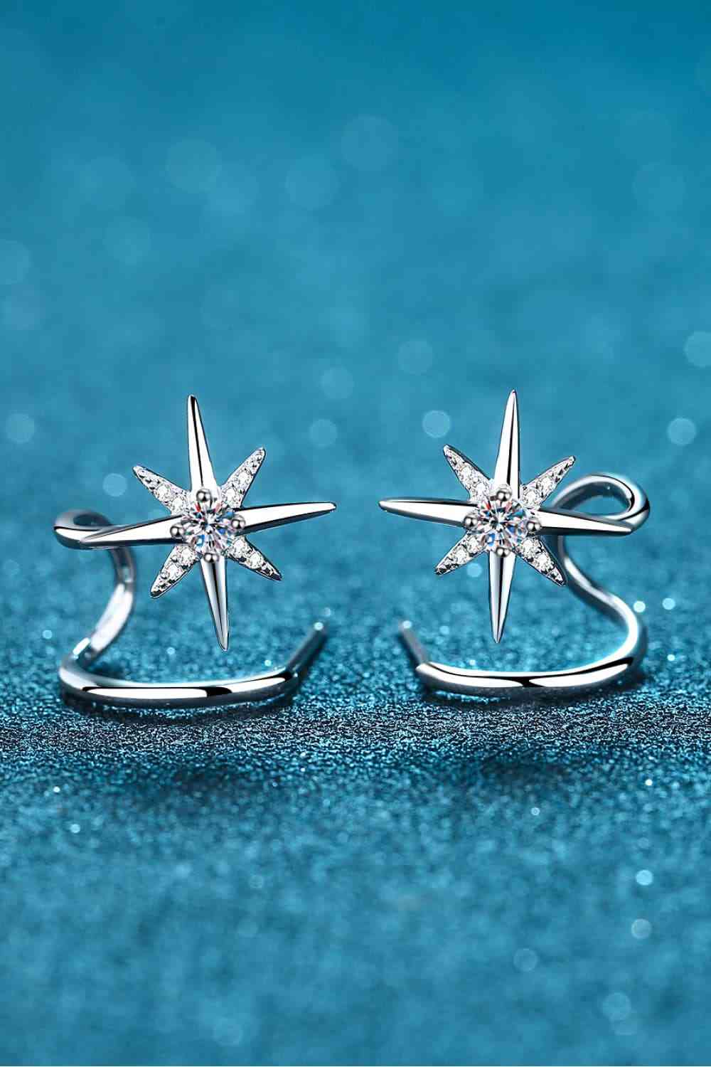 Moissanite Star Rhodium - Plated Earrings - CNCO