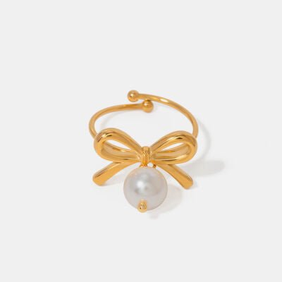 Stainless Steel Pearl Bow Ring - CNCO