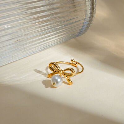 Stainless Steel Pearl Bow Ring - CNCO