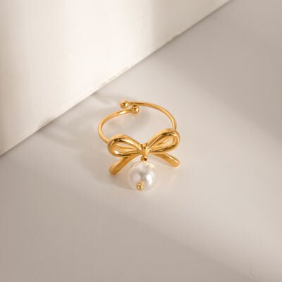 Stainless Steel Pearl Bow Ring - CNCO