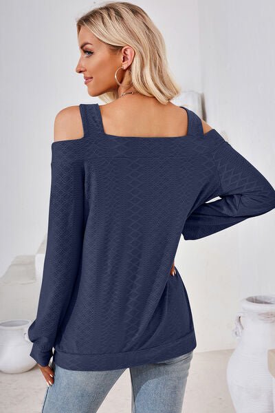 Cutout Square Neck Cold Shoulder T-Shirt - KECHENFS