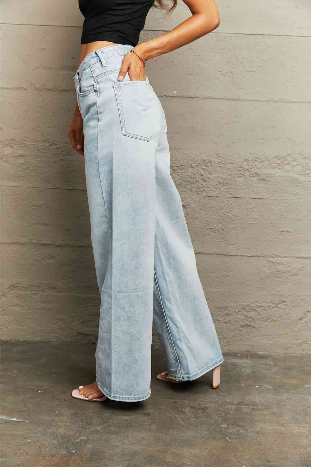 Distressed Wide Leg Jeans - KECHENFS