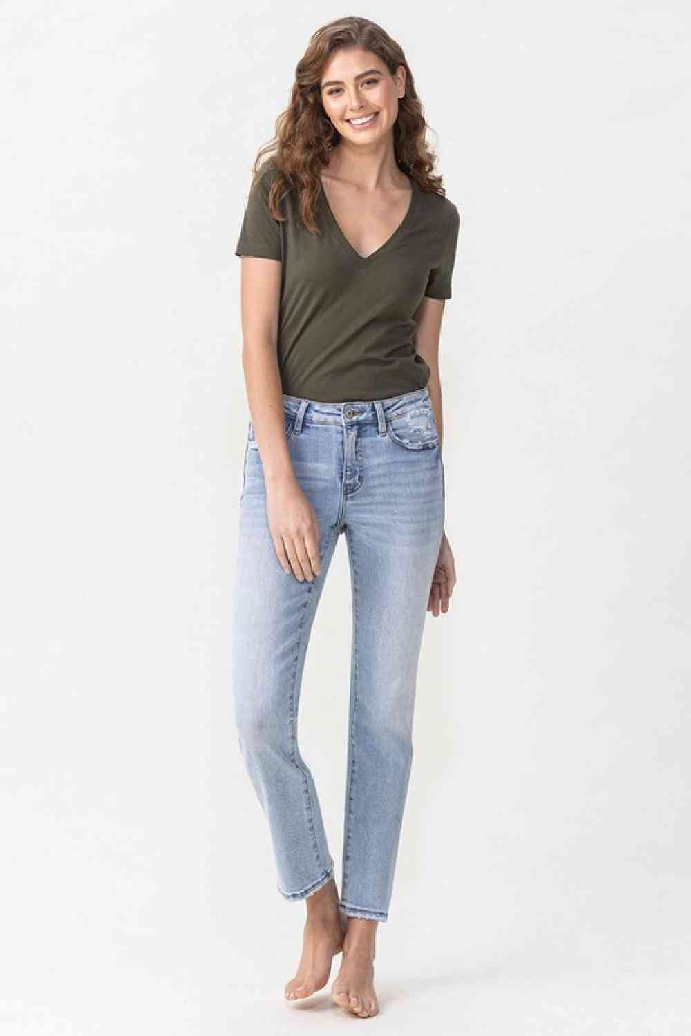 Full Size Andrea Midrise Crop Straight Jeans - KECHENFS