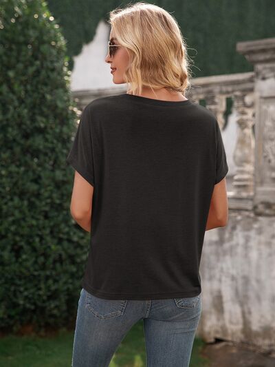 Pocketed Round Neck Short Sleeve T-Shirt - KECHENFS