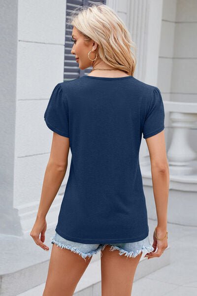 V-Neck Short Sleeve T-Shirt - KECHENFS