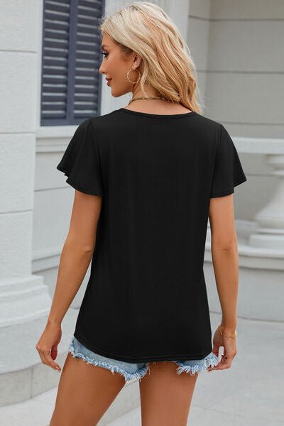 V-Neck Short Sleeve T-Shirt - KECHENFS