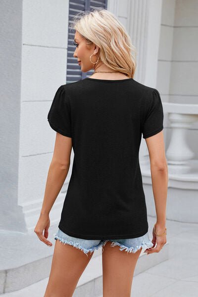 V-Neck Short Sleeve T-Shirt - KECHENFS