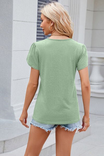 V-Neck Short Sleeve T-Shirt - KECHENFS